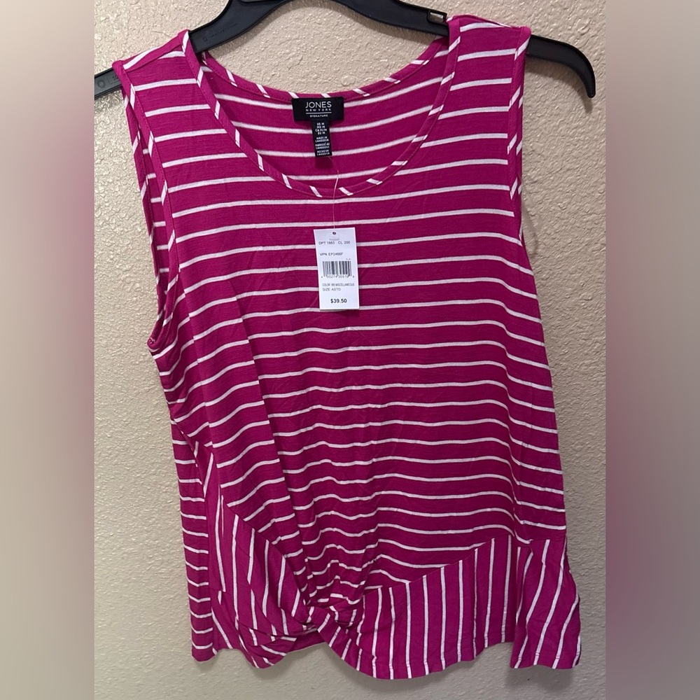 Jones New York Pink Sleeveless Tie Front Tank